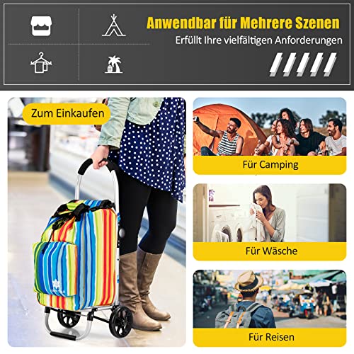 COSTWAY 53L Einkaufstrolley mit Kühlfach und 2 Haken, Einkaufswagen klappbar, Handwagen bis 50kg belastbar abnehmbare… – Bild 4