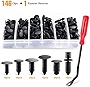 GOOACC 146PCS Nylon Bumper Shield Retainer & Double End Xmas Tree Retainers Clips Universal Auto Body Shield Retainer Fastener Clip Assortment- Bonus Fastener Remover 