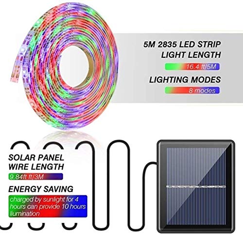 Amzstar Outdoor Solar Light Waterproof Led Strip Lights,16.4Ft 150Led Rope Lights 8 Mode Solar Powered Flexible Waterproof String Lights For Window Stairs Roof Patio Walkway Decor (Multicolor) #TOP1