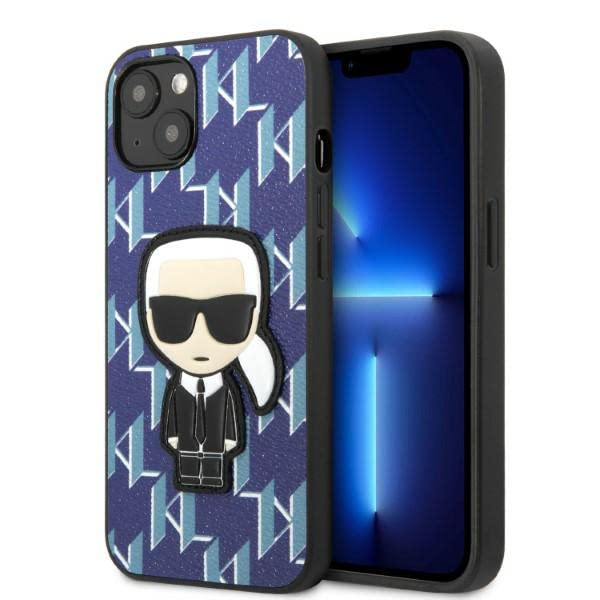 Karl Lagerfeld KLHCP13SPMNIKBL Coque Rigide pour iPhone 13 Mini 5,4" Bleu Motif