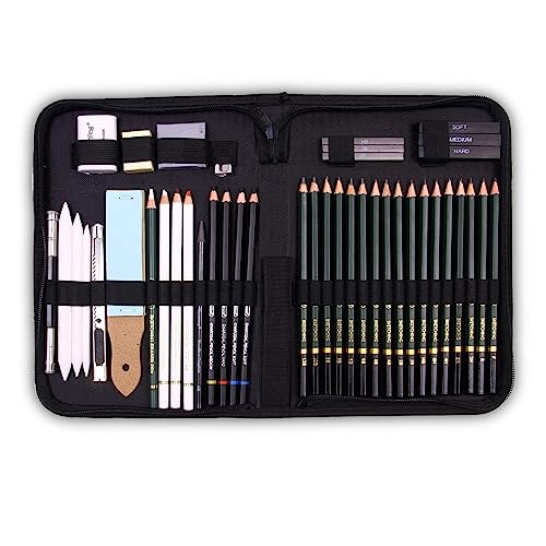 Image of Pieces Professional Drawing Pencils and Sketch Kit for Artist (42)