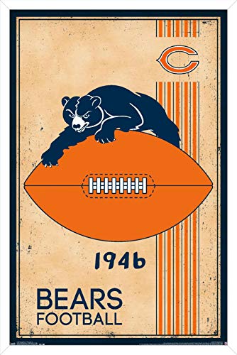 Trends International NFL Chicago Bears - Retro Logo 14 Wall Poster, 22.375" x 34", White Framed Version