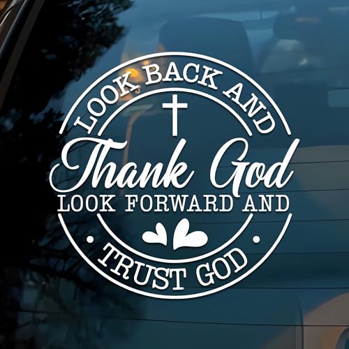 Look Back and Thank God Car Decal Funny Heart Cross Christian Bible Quote Faith Religious Humor Car Windows Trucks Accessories Affirmations Vinyl Waterproof 6 Inches Bumper Sticker Gift for Mom Dad by ETTAMONSY - Image 2