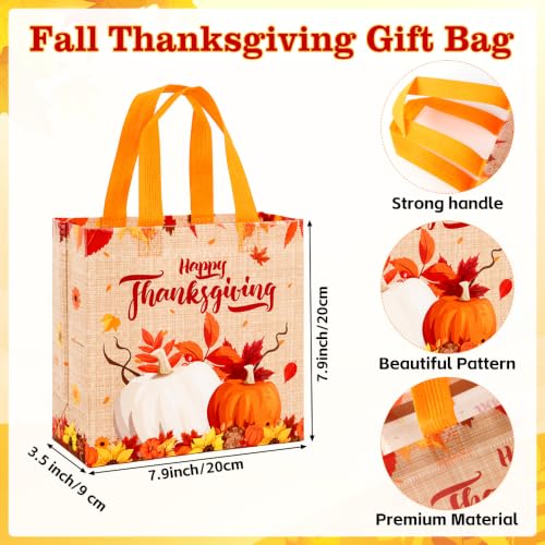 Fall Thanksgiving Gift Bags, 6 PCS Fall Thanksgiving Bags for Gifts with Handles, Reusable Non-Woven Hello Autumn Give Thanks Tote Bag Goodie Treat Candy Bag for Gifts Wrapping Holiday Party Supplies - Image 2