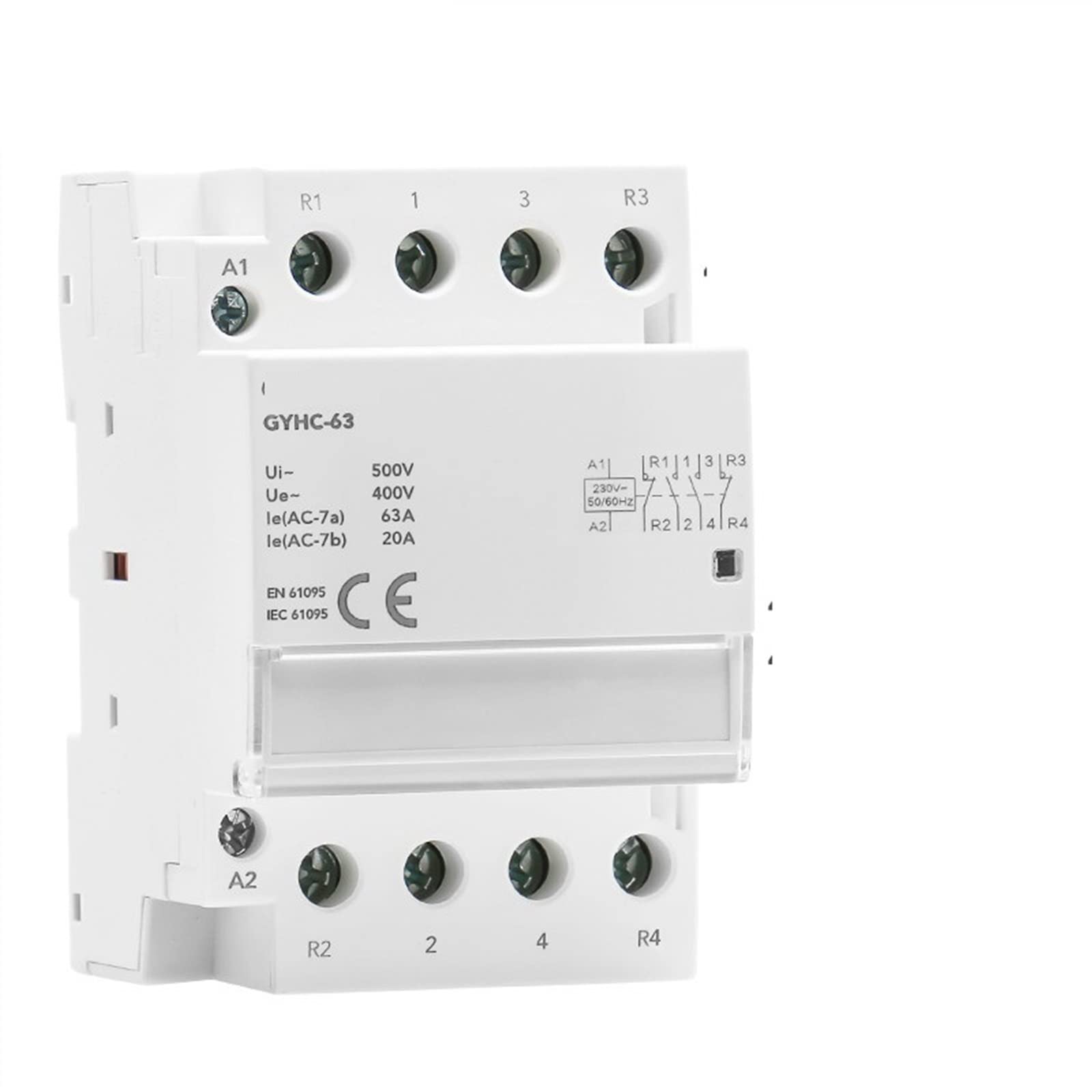 HUUOQIWY Din Rail AC Contactor 4P 40A 63A 4NO 4NC 2NO2NC 3NO1NC House Use 1Pcs(4p 63a 4no)
