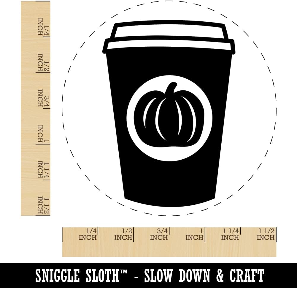 Pumpkin Spice Latte Coffee Self-Inking Rubber Stamp Ink Stamper for Stamping Crafting Planners - 1-1/2 Inch Large - Red Ink