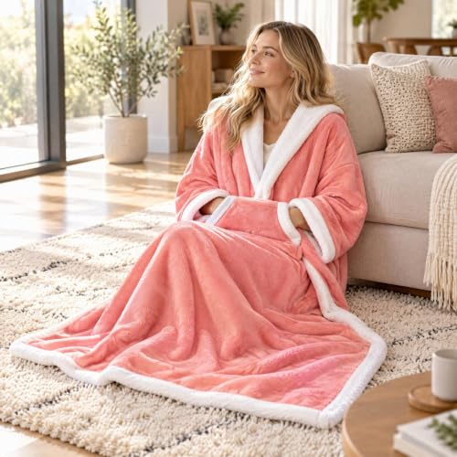 USB Electric Wearable Blanket Portable Fast Heated Robes for Women 69x50'' | Auto Shut-Off, Overheat Protection, Heated Blanket for Body Warmers Winter Flannel Womens Robe for Home Office Essencials - image 6