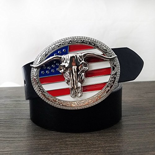 Yoqucol Quke American Western Cowboy Usa Flag Rodeo Long Horn Bull Belt Buckle #TOP3