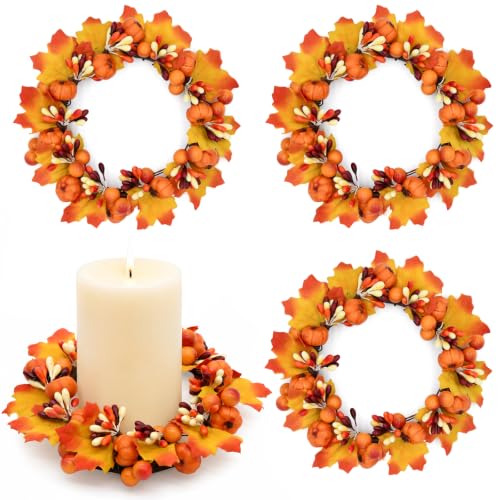 4 Pack Fall Candle Rings Thanksgiving Pumpkin Harvest Farmhouse Decor