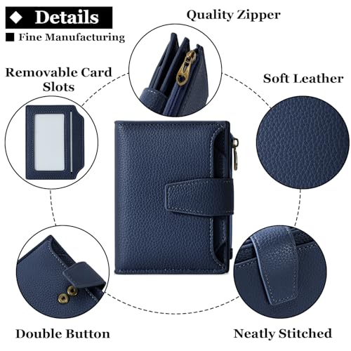 Image of Airkit Small Wallet Women RFID Blocking Soft Leather Bifold Compact Card Holder Wallet for Women with Zipper Coin Pocket 4 ID Window