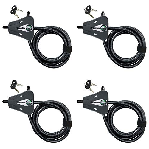 Master Lock 8418D Python Keyed Cable Lock, 6 ft Long, Black - 4 Pack