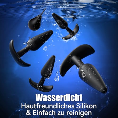 5 Stück Analplug# für Männer Frauen mit Analdusche für Analverkehr, 4 Größen Ø2.29  bis Ø4.06 cm Anal Plug für Anfängern bis Profis, T-Basis Silikon Buttplug Analplugs Anal Dildo Sexspielzeug-Sets