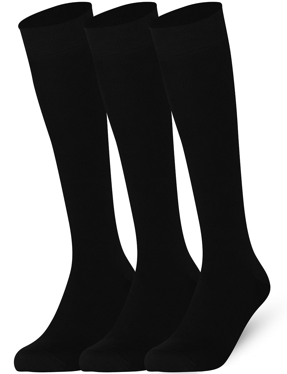 Mysocks Kids Knee High Socks 3 Pairs Seamless Toe Plain Colour