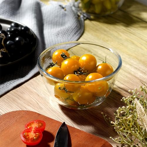 Image of WRINGO Glass Bowl for Kitchen Prep, Dessert, Dips, and Candy Dishes, Cake, Snack Bowl Set of 6 Or Nut Bowl, and Microwave Safe Clear Glass Bowls for Mixing, Storing Size 5.5 Inch