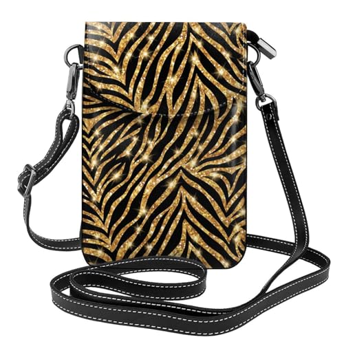 Petit sac bandoulière zèbre doré anti-encombrement portefeuille cuir PU