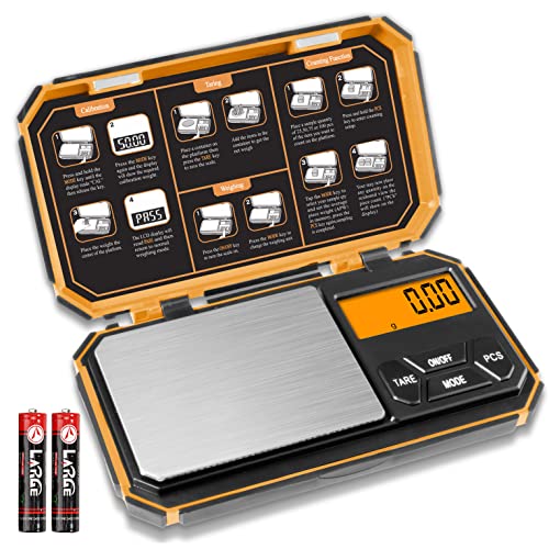 Balance de Précision 200g/0,01g, Balance de Poche, Balances de Bijoux, Petite Balance Grammes, Balance Herbes, Portable Balances Poudre, Balances de Cuisine Numérique Voyage (pile incluse)- Orange Cover