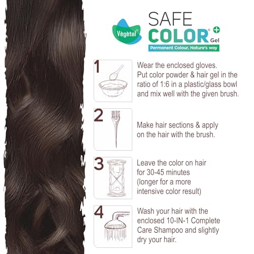 Image of Vegetal Safe Color Dark Brown 3.0, 70ml. (Pack of 2) Permanent Gel Hair Colour, Organic Herbs Blend, Chemical-Free, 100% Grey Coverage