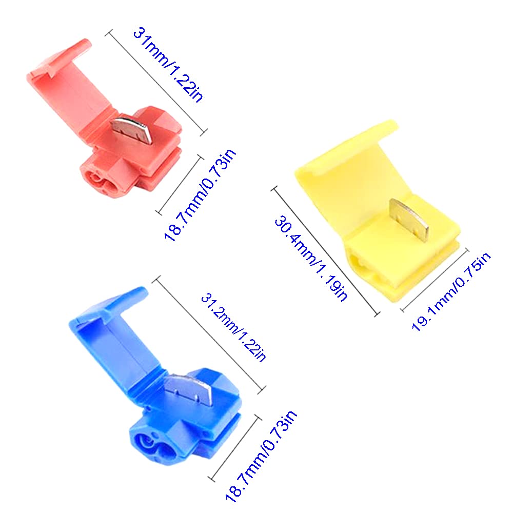 100PCS Wire Terminal Connectors Electrical Solderless Quick Splice Wire Connectors Quick Connector Branch Connector (SNJ2)