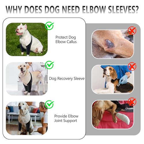 Image of Dog Elbow Protector for Front Leg Calluses, Dogs Joint Recovery Sleeve for Prevent Licking, Adjustable Dogs Elbow Pads Pet Leg Wound Care, Dog Knee Brace Protector Pads for Canine Sprain Arthritis，L