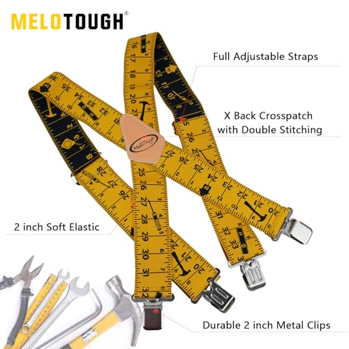 Image of MELOTOUGH Men's Suspenders w /Clip Heavy Duty suspenders for men Big and Tall Work suspenders for Jeans