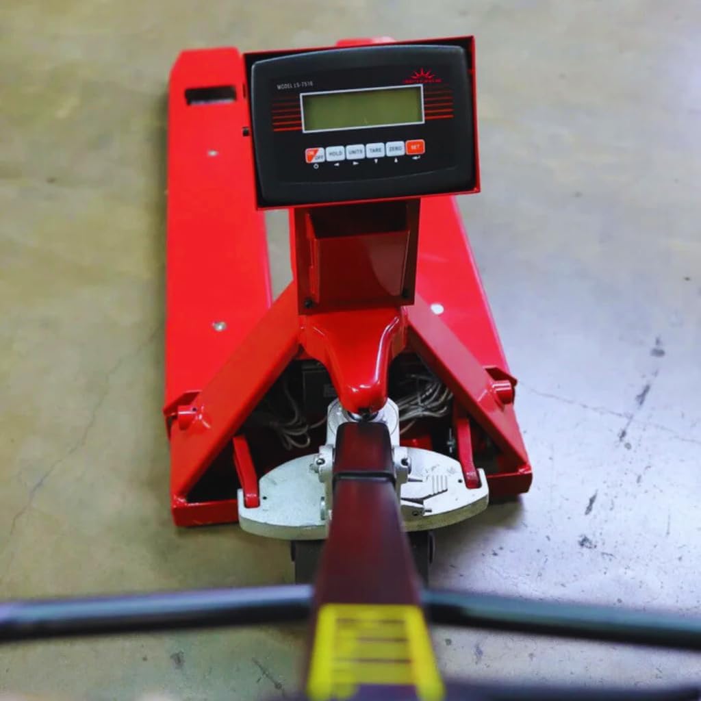 Liberty Scales LS-5000-E-Narrow Pallet Jack Scale: Red, Industrial, Stainless Steel, 5000 lbs Capacity, Narrow for European or Smaller Pallets
