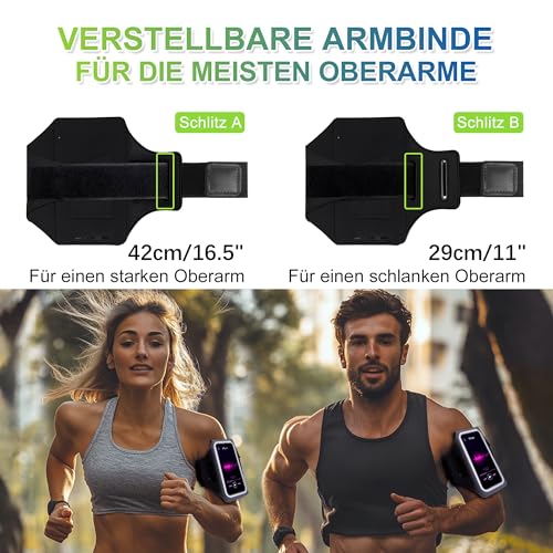 EOTW Joggen Sportarmband - Handyhalterung Arm Tasche für MP3-Player/iPhone 17/16/15/14/13 Pro Max Galaxy S25+/S24+/S23+/S22/S21(6,0\~6,7\)