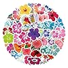 60 calcomanías estéticas de hibisco para niños y adultos, lindas calcomanías de flores de hibisco para botella de agua, álbum de recortes, diario, calcomanías de vinilo impermeables para laptop, iPad