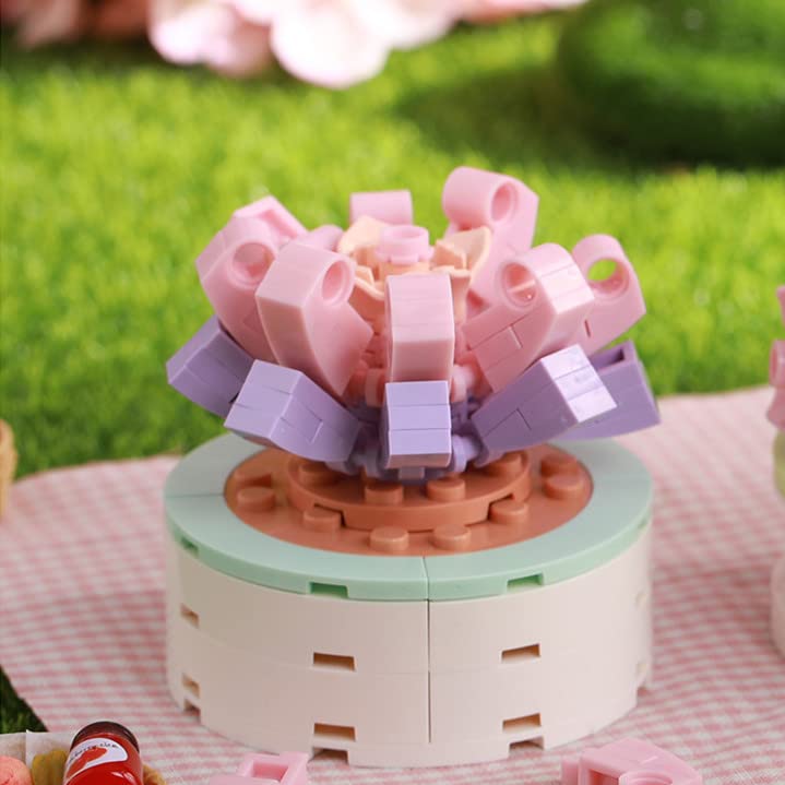 Aigidusansu Baustein-Set, Sukkulentenpflanze Bonsai-Blumen DIY Blöcke Set, kreative Heimdekoration Bauspielzeug für Erwachsene Kinder (Hundert Kräuter-Liebeslied) - Image 7