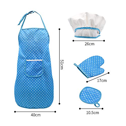 Henniu Conjunto de cozinha e cozimento para crianças 18 peças com chapéu de chef avental luva de for