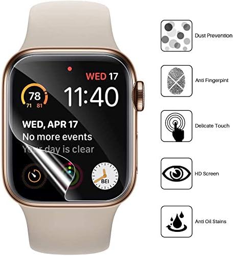 4 Pack LK Compatible for Apple Watch Screen Protector 40mm 38mm Series 6 5 4 3 2 1, Bubble-Free Max Coverage HD Clear Film - Model Number: UF-0620
