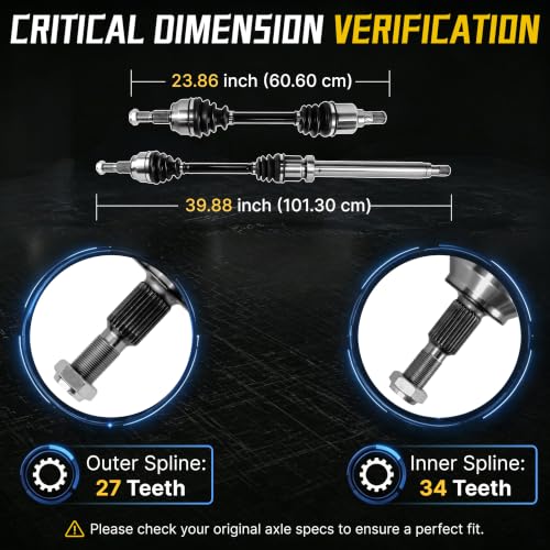 Prowesca Front CV Axle Shaft Assembly Pair | Compatible with Ford Focus 2012-2018 L4 2.0L Automatic Dual Clutch Transmission | Driver & Passenger Side Complete Set, Replace NCV11182 NCV11183 by Prowesca - Used condition - Image 3