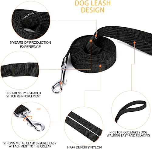 Image of Dog Collar Belt and Leash Set for Large Dogs, Dog Stylish Nylon Leash Belts with Bell - Labrador, Golden Retriever, Pitbull, German Shepherd, Husky, Doberman (Large, Black)