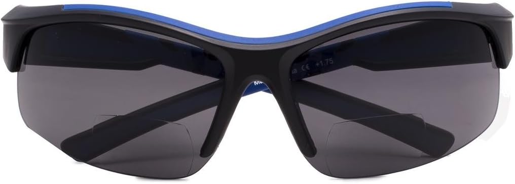 Eyekepper TR90 Unbreakable Sports Bifocal Half Rimless Sunglasses Baseball Running Fishing Driving Golf Softball Hiking Black-Blue Frame +2.5 - Image 3