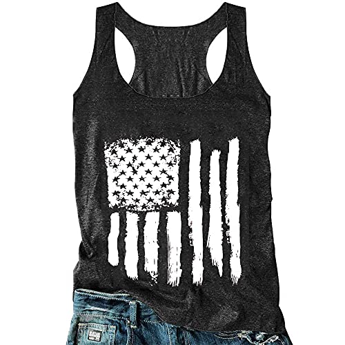 T&Twenties American Flag Tank Top for Women,4th of July Stars Striped Racerback Tees Sleeveless Patriotic USA Flag Vest Tops