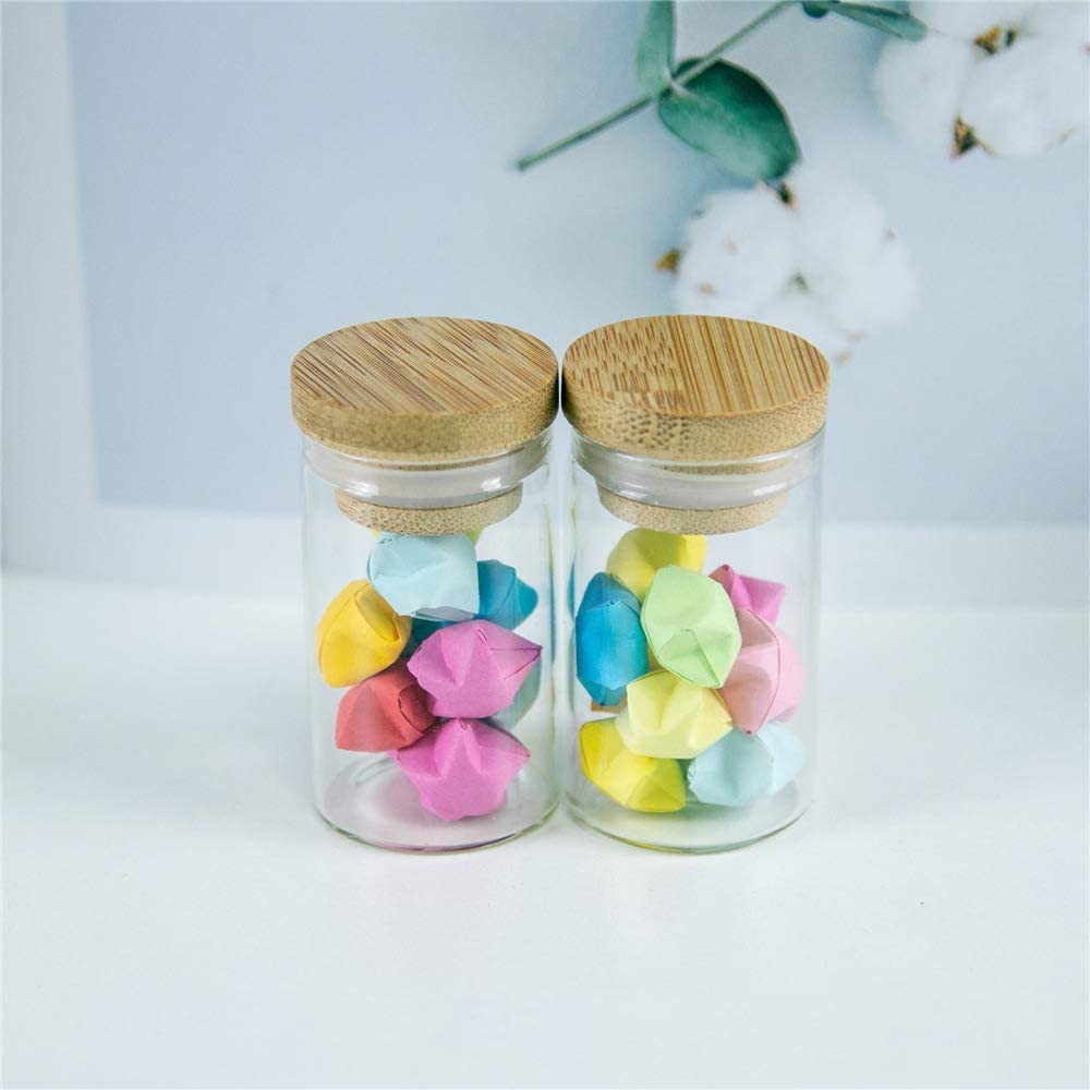 Mini szklane butelki, butelki życzeń, 40 ml szklane butelki z pokrywką słoiki DIY dekoracje sprzyja fiolkom. (10 sztuk-30x80x26mm) (rozmiar: 30x50x26mm)