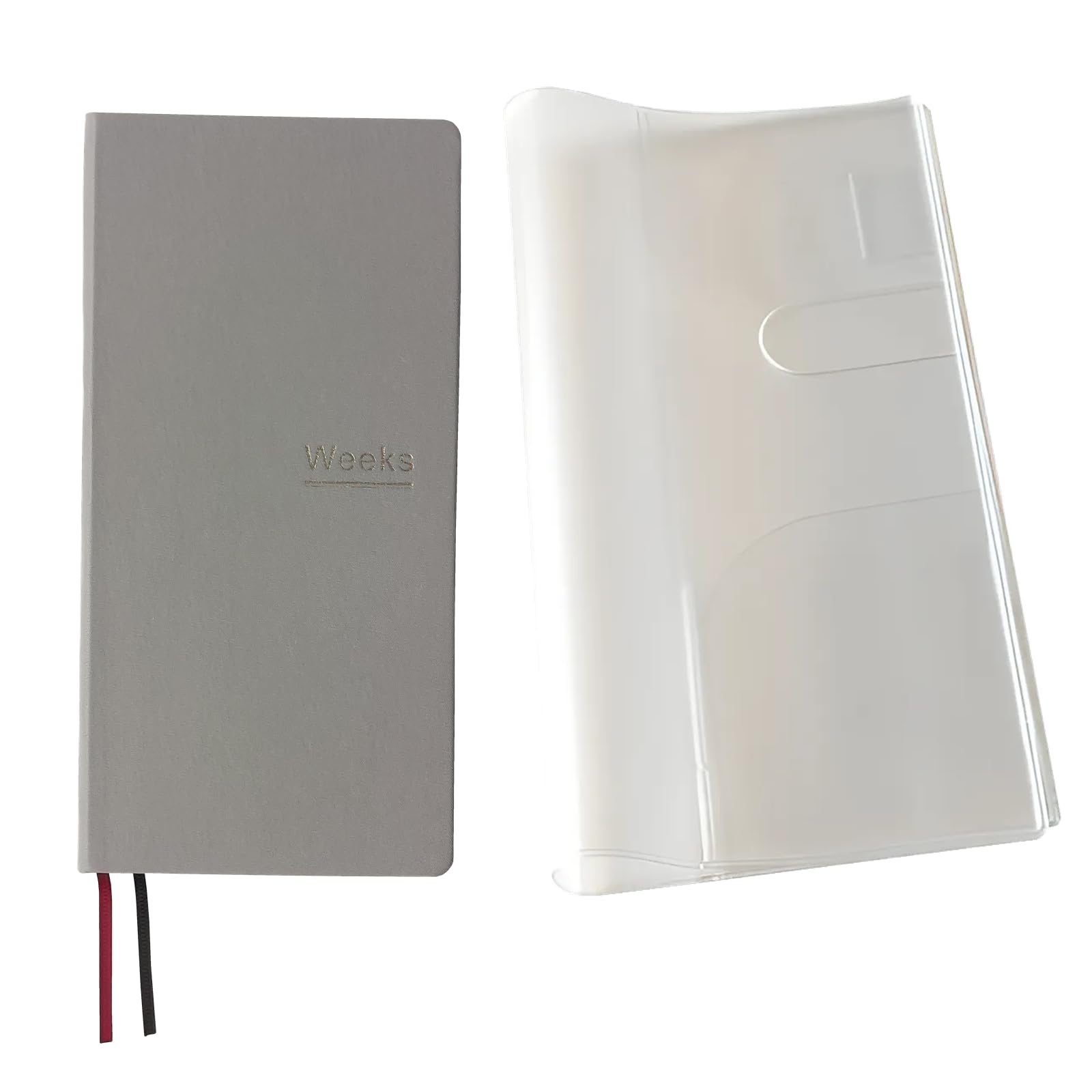 Undated Weekly Planner Notebook Pocket Organizer Appointment Book Journal Notebook A6 Week Plan Notepad (Light Grey with cover)