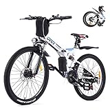 VIVI Folding Electric Bike, Electric Mountain Bike 350W Electric Bicycle 26'' Electric Bikes for Adults, 36V 8Ah Removable Battery, Shimano 21 Speed E-Bikes for Adults, Full Suspension Mountain Bike