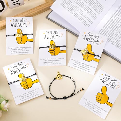 Liliaafar 20 Sets End of The Year Gifts Motivational Thumbs up Bracelets Bulk with Wish Cards Inspirational Thank You Gift for Students Teacher School Classroom Prizes Graduation Party Supplies by Liliaafar - Image 4
