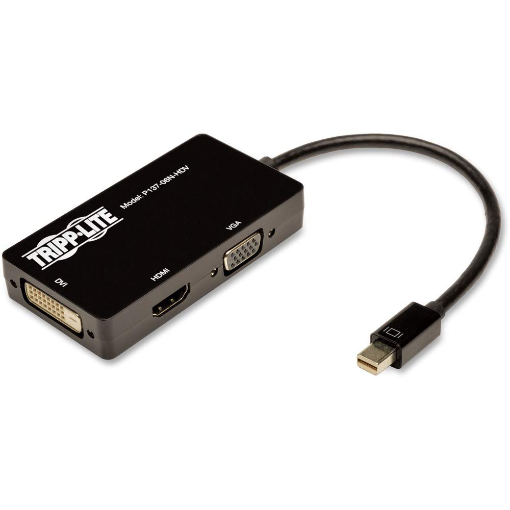 Tripp Lite Keyspan Mini DisplayPort a VGA/DVI/HDMI Todo en uno Adaptador convertidor de Video, Negro, 6 Pulgadas (P137-06N-HDV)