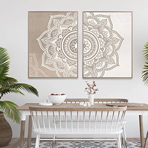 Arte de pared floral beige para crear ambientes zen y relajantes en el salón del hogar 3