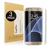 [3-Pack] Galaxy S7 Edge Screen Protector [Not Glass],SupThin [Full Coverage][Case Friendly][Anti-Scratch] Wet Applied Screen Protector for Samsung Galaxy S7 Edge Clear HD Anti-Bubble Film
