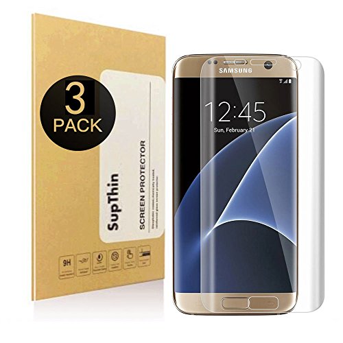 [3-Pack] Galaxy S7 Edge Screen Protector [Not Glass],SupThin [Full Coverage][Case Friendly][Anti-Scratch] Wet Applied Screen Protector for Samsung Galaxy S7 Edge Clear HD Anti-Bubble Film