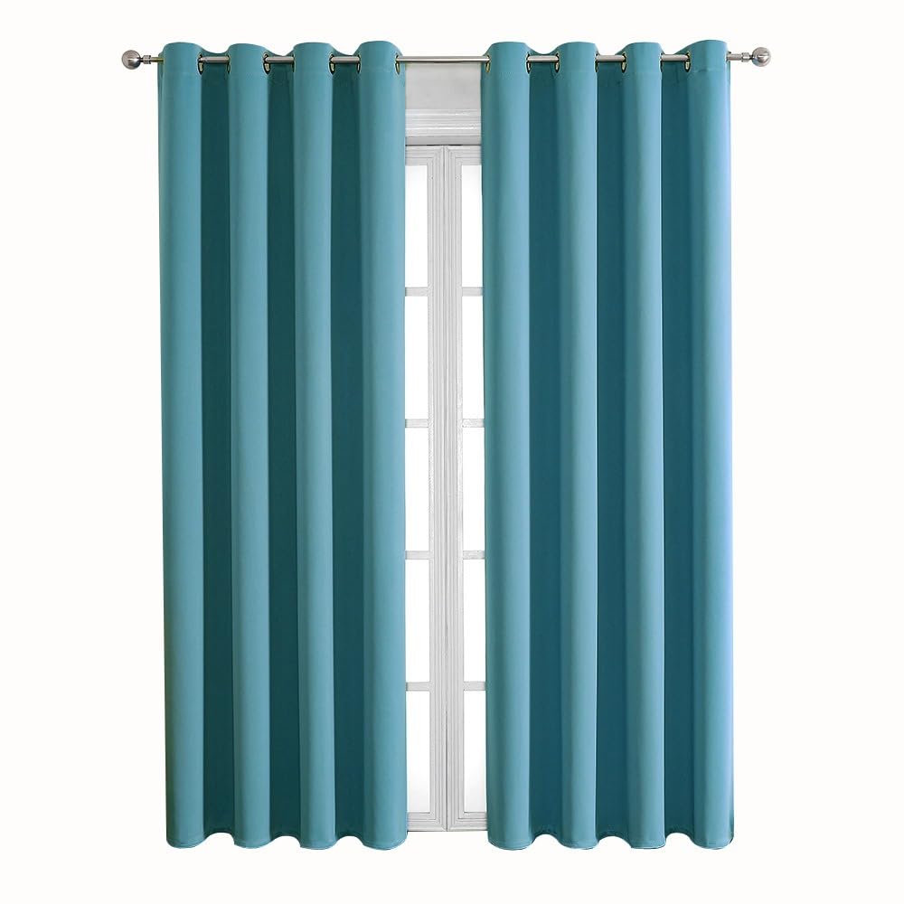Cortinas de dormitorio azul lago de 140x175 cm para un descanso sin luz ni frío