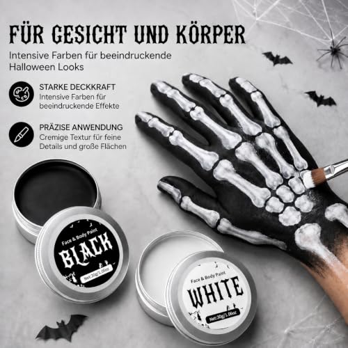Halloween Schminke Schwarz Weiß Make up Set Kinderschminke Fasching – Ansicht 6