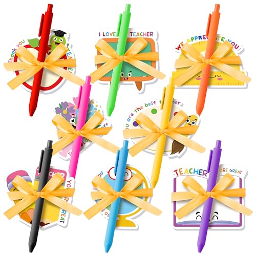 Xqumoi Teacher Appreciation Sticky Notes with Pen Gift Set - 24 Set Back to School Self Sticky Writing Memo Pads Ballpoint Pens with Mesh Bag Party Favors Classroom Rewards Office Supplies