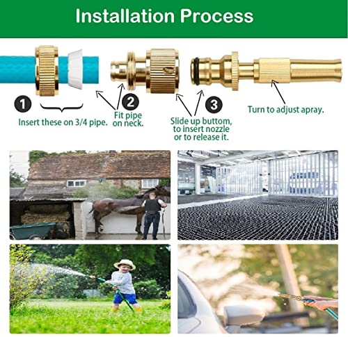 Image of VANDU Brass Nozzle Water Spray Gun 1 /2'' Water Hose Nozzles for Garden Hoses,Adjustable Function,Fits Standard Hoses, Car,Bike,Window Cleaning,Garden Sprayer, Spray Nozzle,Power Washer Nozzle