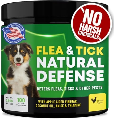 Flea and Tick for Dogs Chewable Pills – No Harsh Chemicals – 100 Chicken Flavored Treats – Guardian’s Choice Pets Brand – Tasty Chews Dogs Love – Flea Pills for Dogs