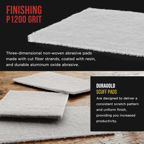 Image of Dura-Gold Premium 6 inch x 9 inch White Light Duty Scuff Pads, Box of 10 - Final Scuffing, Scouring, Cleaning, Cleansing Surfaces, Preparation - Automotive Paint Clearcoat Blending, Auto Body, Woodworking