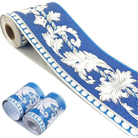 Mesoar Sky Blue Floral Wallpaper Border Cover