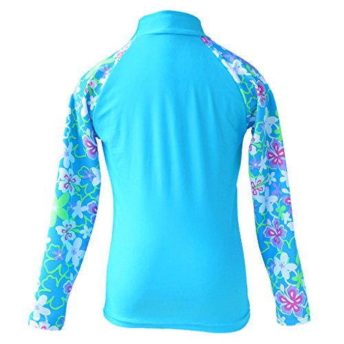 Image of TFJH E Girls Two Piece Swimsuit Long Sleeve Rash Guard Ages 3-12 | UPF 50+ sun protection, breathable , lightweight long sleeve swimsuit, full coverage, pool beach vacation, water park